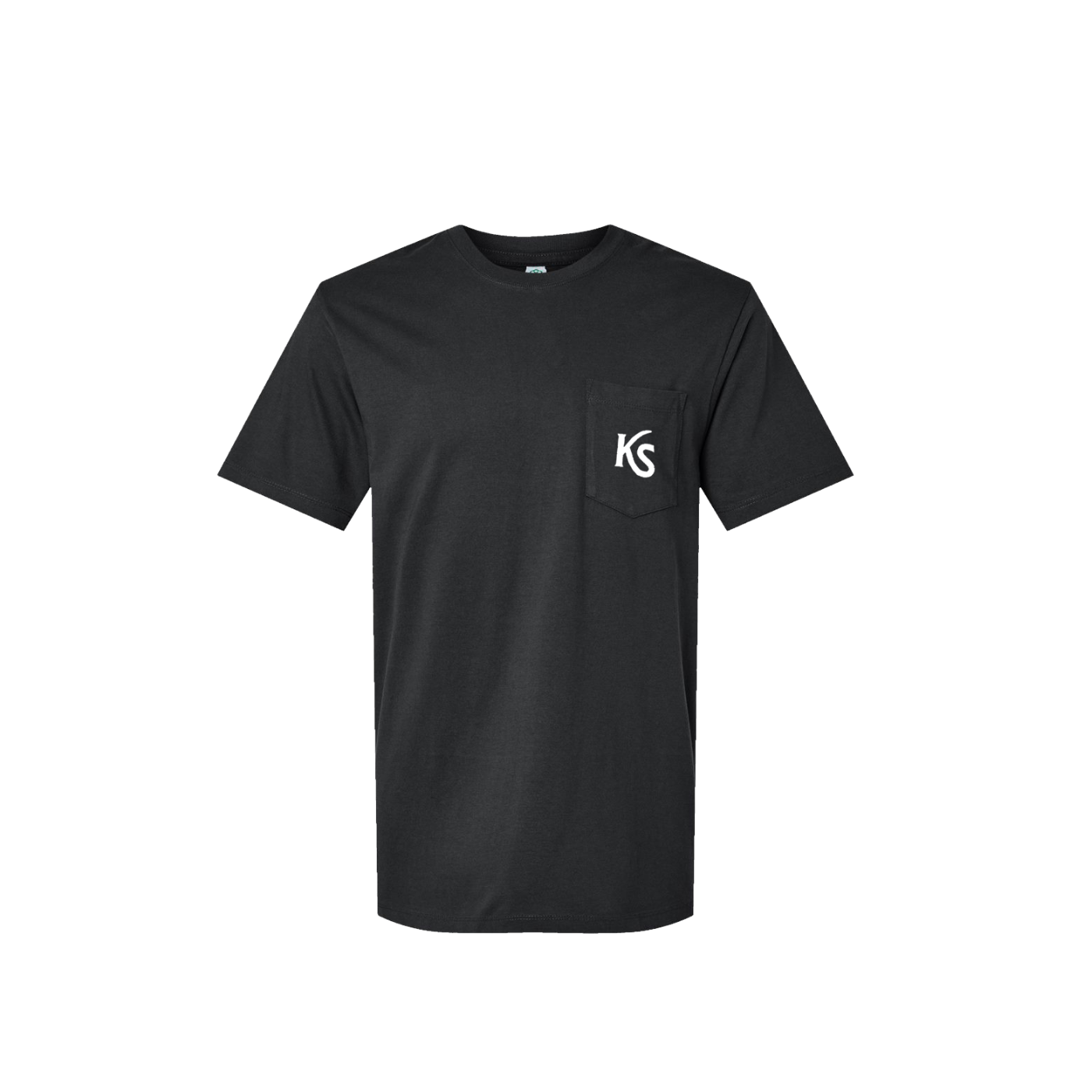 Black Tee Shirt - Front Pocket Initials – Kaleb Sanders Merch