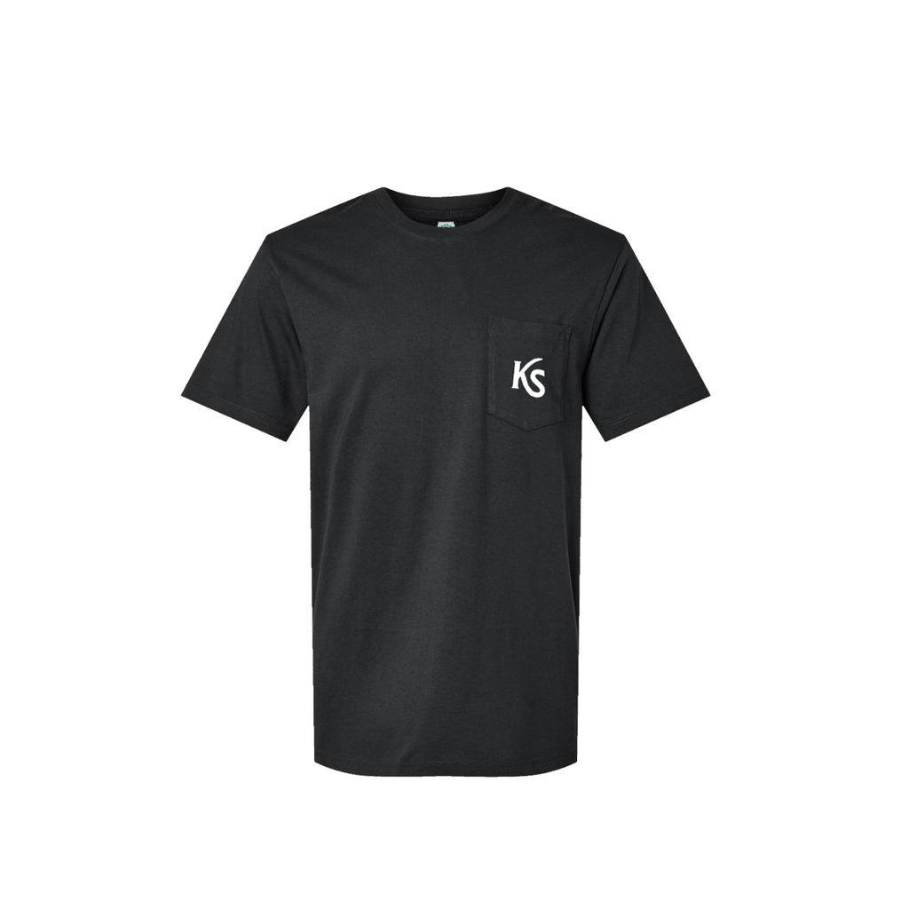 Black Tee Shirt - Front Pocket Initials