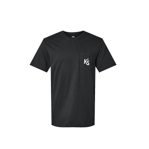 Black Tee Shirt - Front Pocket Initials