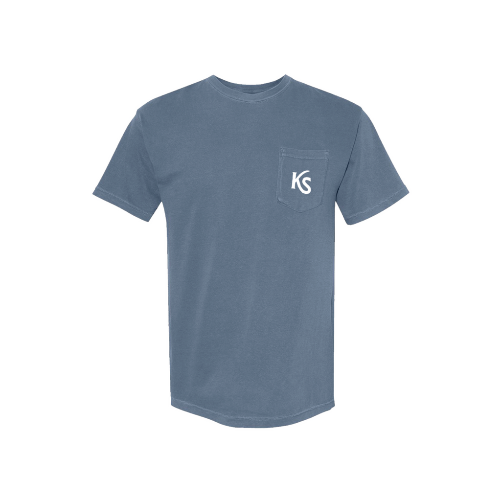 Blue Tee Shirt - Front Pocket Initials