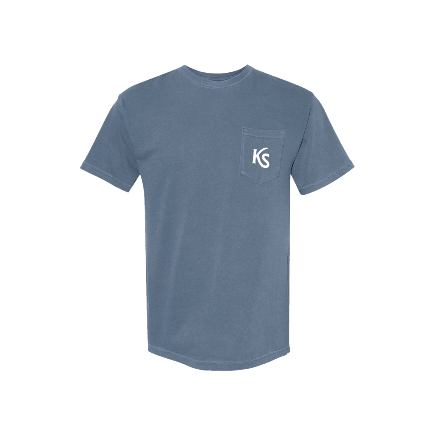 Blue Tee Shirt - Front Pocket Initials