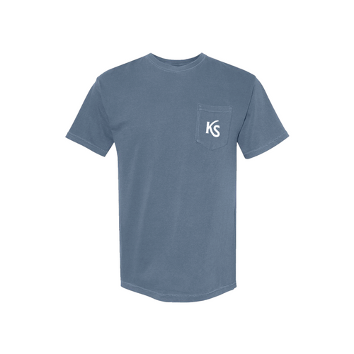 Blue Tee Shirt - Front Pocket Initials